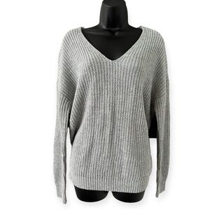 Francesca’s Collections Mi Ami Twisted Knotted Sweater Gray Women’s Size Small